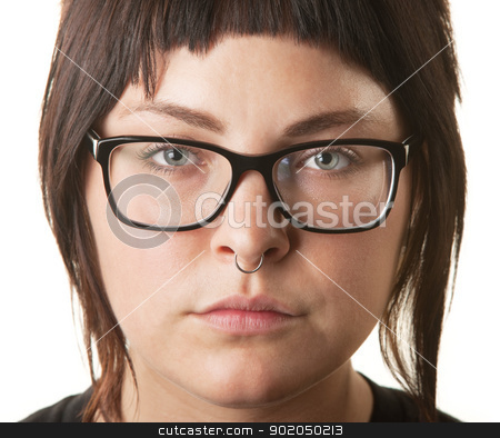 To use this stock image in your creative project, please select the size you need over to the right and click the "Add to Cart" button.
Your downloaded image will come with the Cutcaster watermark removed so don’t worry about the watermark you see on this page. White Female with Nose Ring stock photo, Close up of young woman with nose ring and eyeglasses by Scott Griessel