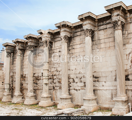 To use this stock image in your creative project, please select the size you need over to the right and click the "Add to Cart" button.
Your downloaded image will come with the Cutcaster watermark removed so don’t worry about the watermark you see on this page. Hadrian Library in the Roman Forum of Athens, Greece stock photo, Corinthian columns of the ruins of the Hadrian Library in the Roman Forum of Athens, Greece. by Brigida Soriano