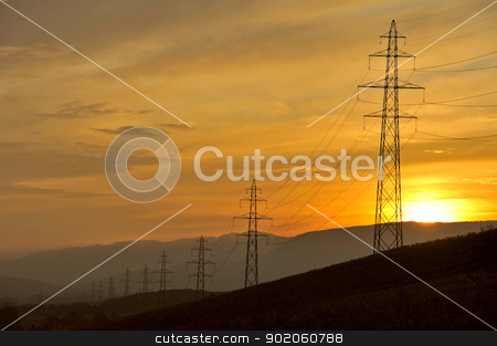To use this stock image in your creative project, please select the size you need over to the right and click the "Add to Cart" button.
Your downloaded image will come with the Cutcaster watermark removed so don’t worry about the watermark you see on this page. Electricity pylons in the dusk stock photo, A line of electricity pylons disappearing into the distance at sunset by Alistair Scott