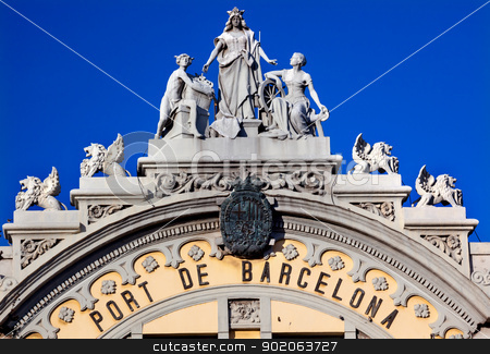 To use this stock image in your creative project, please select the size you need over to the right and click the "Add to Cart" button.
Your downloaded image will come with the Cutcaster watermark removed so don’t worry about the watermark you see on this page. Port Authority Building Statues Barcelona Spain stock photo, Port Authority Building of Barcelona Building in Barcelona, Spain. At one end of the La Rambla, the building was built in 1903 and is considered an historical and artistic architectural monument in Barcelona. by William Perry