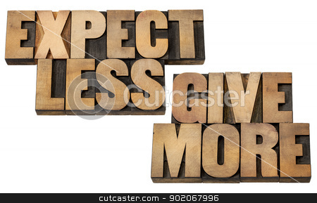 To use this stock image in your creative project, please select the size you need over to the right and click the "Add to Cart" button.
Your downloaded image will come with the Cutcaster watermark removed so don’t worry about the watermark you see on this page. expect less, give more stock photo, expect less, give more - motivation or self improvement concept - isolated words in vintage letterpress wood type blocks by Marek Uliasz