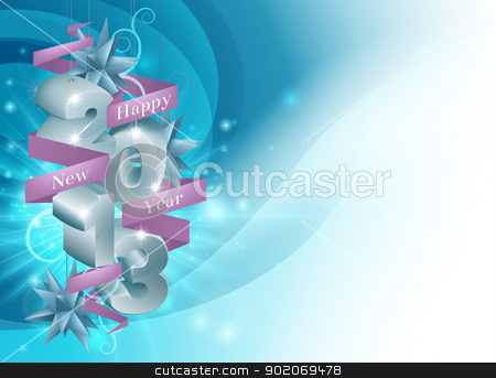 To use this stock image in your creative project, please select the size you need over to the right and click the "Add to Cart" button.
Your downloaded image will come with the Cutcaster watermark removed so don’t worry about the watermark you see on this page. Blue Happy New Year Background stock vector clipart, A blue Happy New Year background illustration with decorations saying 2013, scroll reading Happy New Year and star shaped ornaments by Christos Georghiou