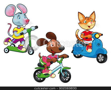 To use this stock image in your creative project, please select the size you need over to the right and click the "Add to Cart" button.
Your downloaded image will come with the Cutcaster watermark removed so don’t worry about the watermark you see on this page. Animals on vehicles. stock vector clipart, Animals on vehicles. Funny cartoon and vector isolated characters. by ddraw