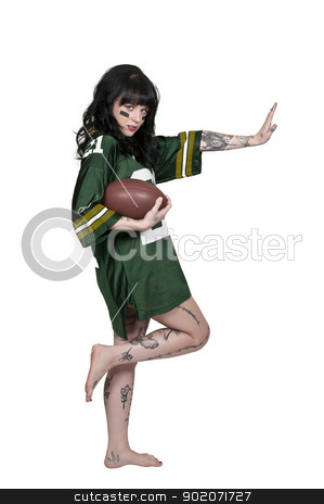 To use this stock image in your creative project, please select the size you need over to the right and click the "Add to Cart" button.
Your downloaded image will come with the Cutcaster watermark removed so don’t worry about the watermark you see on this page. Woman Playing Football stock photo, beautiful young woman playing a game of football by Robert Byron