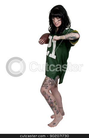 To use this stock image in your creative project, please select the size you need over to the right and click the "Add to Cart" button.
Your downloaded image will come with the Cutcaster watermark removed so don’t worry about the watermark you see on this page. Woman Playing Football stock photo, beautiful young woman playing a game of football by Robert Byron