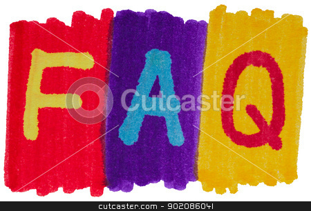 To use this stock image in your creative project, please select the size you need over to the right and click the "Add to Cart" button.
Your downloaded image will come with the Cutcaster watermark removed so don’t worry about the watermark you see on this page. FAQ, frequently asked questions in bright marker ink colors. stock photo, FAQ, frequently asked questions in bright colors. by Stephen Rees