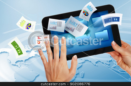 To use this stock image in your creative project, please select the size you need over to the right and click the "Add to Cart" button.
Your downloaded image will come with the Cutcaster watermark removed so don’t worry about the watermark you see on this page. business e commerce stock photo, business , e-commerce concept illustration with graphs and charts from computer by Sergey Nivens
