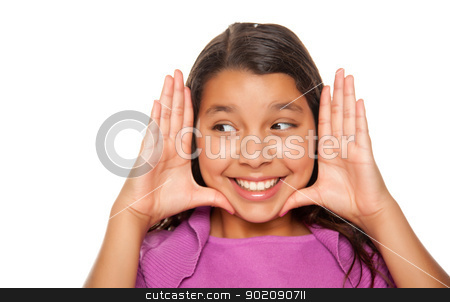 To use this stock image in your creative project, please select the size you need over to the right and click the "Add to Cart" button.
Your downloaded image will come with the Cutcaster watermark removed so don’t worry about the watermark you see on this page. Pretty Hispanic Girl Framing Her Face with Hands stock photo, Pretty Hispanic Girl Framing Her Face with Hands Portrait Isolated on a White Background. by Andy Dean