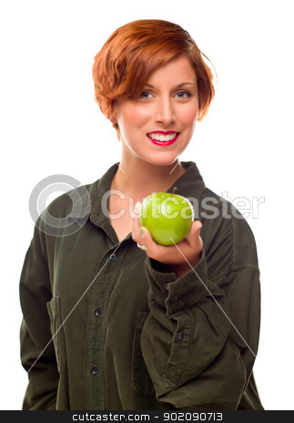 To use this stock image in your creative project, please select the size you need over to the right and click the "Add to Cart" button.
Your downloaded image will come with the Cutcaster watermark removed so don’t worry about the watermark you see on this page. Pretty Young Woman Holding Green Apple stock photo, Pretty Young Woman Holding Green Apple Isolated on a White Background. by Andy Dean