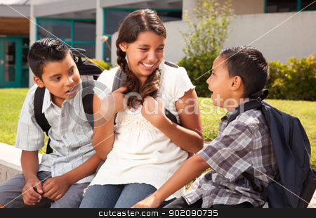 To use this stock image in your creative project, please select the size you need over to the right and click the "Add to Cart" button.
Your downloaded image will come with the Cutcaster watermark removed so don’t worry about the watermark you see on this page. Hispanic Brothers and Sister Talking Ready for School stock photo, Cute Hispanic Brothers and Sister Talking Ready for School on Morning. by Andy Dean