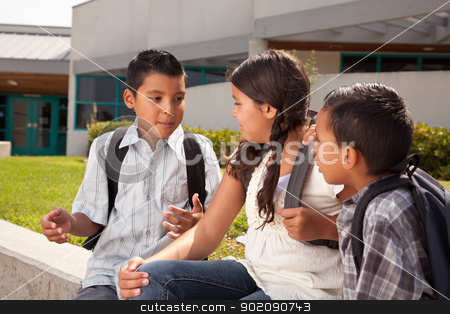 To use this stock image in your creative project, please select the size you need over to the right and click the "Add to Cart" button.
Your downloaded image will come with the Cutcaster watermark removed so don’t worry about the watermark you see on this page. Cute Brothers and Sister Talking, Ready for School stock photo, Cute Brothers and Sister Talking, Wearing Backpacks Ready for School. by Andy Dean