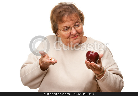 To use this stock image in your creative project, please select the size you need over to the right and click the "Add to Cart" button.
Your downloaded image will come with the Cutcaster watermark removed so don’t worry about the watermark you see on this page. Confused Senior Woman Holding Apple and Vitamins stock photo, Confused Senior Woman Holding Apple and Vitamins Isolated on a White Background. by Andy Dean