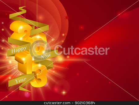 To use this stock image in your creative project, please select the size you need over to the right and click the "Add to Cart" button.
Your downloaded image will come with the Cutcaster watermark removed so don’t worry about the watermark you see on this page. 2013 Happy New Year Decorations stock vector clipart, Red Happy New Year 2013 decorations background with ribbon saying Happy New Year and gold decorations reading 2013 by Christos Georghiou