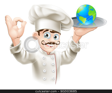 To use this stock image in your creative project, please select the size you need over to the right and click the "Add to Cart" button.
Your downloaded image will come with the Cutcaster watermark removed so don’t worry about the watermark you see on this page. World on a plate stock vector clipart, Chef presenting world globe on a plate. Could be business concept for having the world on plate or success and opportunity or alternatively for world food or cuisine by Christos Georghiou