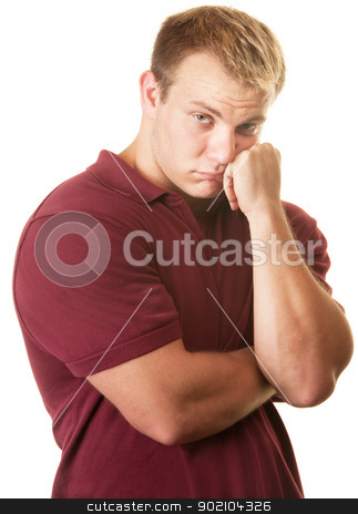 To use this stock image in your creative project, please select the size you need over to the right and click the "Add to Cart" button.
Your downloaded image will come with the Cutcaster watermark removed so don’t worry about the watermark you see on this page. Timid Muscular Man stock photo, Timid muscular European man over white background by Scott Griessel