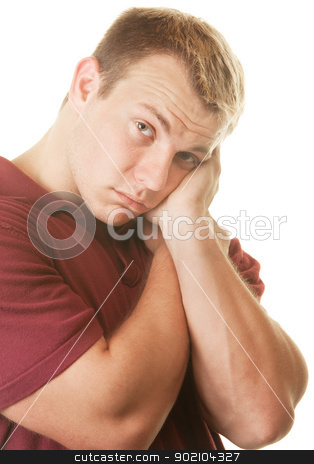 To use this stock image in your creative project, please select the size you need over to the right and click the "Add to Cart" button.
Your downloaded image will come with the Cutcaster watermark removed so don’t worry about the watermark you see on this page. Sad Man Holding Head stock photo, Shy young athletic man with head in hands by Scott Griessel