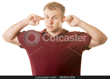 To use this stock image in your creative project, please select the size you need over to the right and click the "Add to Cart" button.
Your downloaded image will come with the Cutcaster watermark removed so don’t worry about the watermark you see on this page. Man With Fingers in Ears stock photo, Handsome strong young man with fingers in ears by Scott Griessel