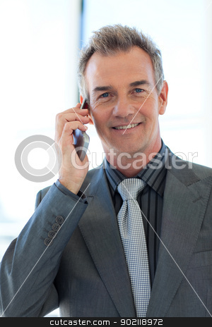 To use this stock image in your creative project, please select the size you need over to the right and click the "Add to Cart" button.
Your downloaded image will come with the Cutcaster watermark removed so don’t worry about the watermark you see on this page. Mature businessman talking on phone stock photo, Mature businessman talking on phone in office by Wavebreak Media