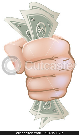 To use this stock image in your creative project, please select the size you need over to the right and click the "Add to Cart" button.
Your downloaded image will come with the Cutcaster watermark removed so don’t worry about the watermark you see on this page. Hand holding money stock vector clipart, An illustration of a hand with a fist full of dollar notes by Christos Georghiou