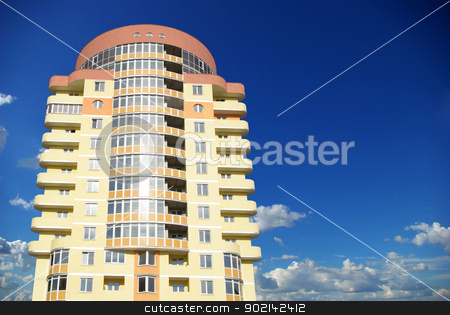 To use this stock image in your creative project, please select the size you need over to the right and click the "Add to Cart" button.
Your downloaded image will come with the Cutcaster watermark removed so don’t worry about the watermark you see on this page. modern apartments stock photo, A modern apartments building on sky by Vitaliy Pakhnyushchyy