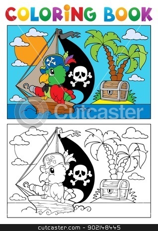 To use this stock image in your creative project, please select the size you need over to the right and click the "Add to Cart" button.
Your downloaded image will come with the Cutcaster watermark removed so don’t worry about the watermark you see on this page. Coloring book pirate parrot theme 3 stock vector clipart, Coloring book pirate parrot theme 3 - vector illustration. by Klara Viskova