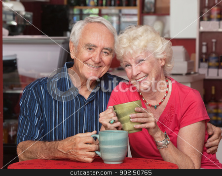 To use this stock image in your creative project, please select the size you need over to the right and click the "Add to Cart" button.
Your downloaded image will come with the Cutcaster watermark removed so don’t worry about the watermark you see on this page. Happy Caucasian Elderly Couple stock photo, Attractive elderly Caucasian couple sitting together in cafe by Scott Griessel