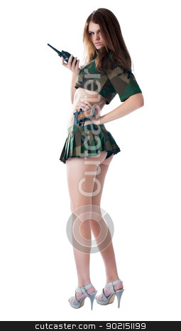 To use this stock image in your creative project, please select the size you need over to the right and click the "Add to Cart" button.
Your downloaded image will come with the Cutcaster watermark removed so don’t worry about the watermark you see on this page. Pretty woman with a gun stock photo, Sexy young woman with a gun isolated on white by Aikon