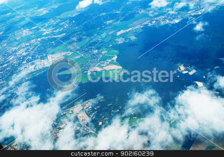 To use this stock image in your creative project, please select the size you need over to the right and click the "Add to Cart" button.
Your downloaded image will come with the Cutcaster watermark removed so don’t worry about the watermark you see on this page. View at city through clouds stock photo, View above the earth at the clouds below by Aikon