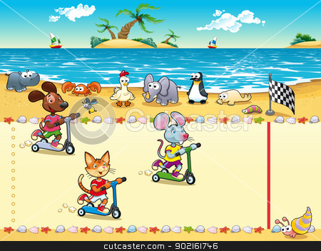To use this stock image in your creative project, please select the size you need over to the right and click the "Add to Cart" button.
Your downloaded image will come with the Cutcaster watermark removed so don’t worry about the watermark you see on this page. Competition in Beach. stock vector clipart, Competition in Beach. Cartoon and vector illustration, isolated objects by ddraw