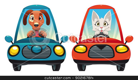 To use this stock image in your creative project, please select the size you need over to the right and click the "Add to Cart" button.
Your downloaded image will come with the Cutcaster watermark removed so don’t worry about the watermark you see on this page. Animals in the car: Dog and Cat. stock vector clipart, Animals in the car: Dog and Cat. Funny cartoon and vector isolated characters. by ddraw