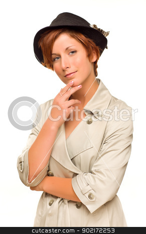 To use this stock image in your creative project, please select the size you need over to the right and click the "Add to Cart" button.
Your downloaded image will come with the Cutcaster watermark removed so don’t worry about the watermark you see on this page. Attractive Red Haired Girl Wearing a Trench Coat and Hat stock photo, Attractive Red Haired Girl Wearing a Trenchcoat and Hat Isolated on a White Background. by Andy Dean