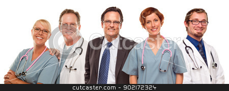 To use this stock image in your creative project, please select the size you need over to the right and click the "Add to Cart" button.
Your downloaded image will come with the Cutcaster watermark removed so don’t worry about the watermark you see on this page. Group of Doctors or Nurses and Businessman on White stock photo, Small Group of Doctors or Nurses and Businessman Isolated on a White Background. by Andy Dean