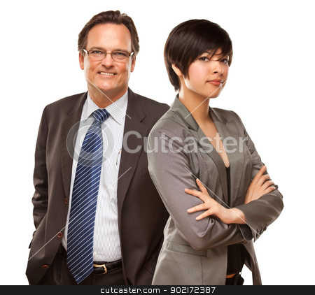 To use this stock image in your creative project, please select the size you need over to the right and click the "Add to Cart" button.
Your downloaded image will come with the Cutcaster watermark removed so don’t worry about the watermark you see on this page. Attractive Businesswoman and Businessman on White stock photo, Attractive Businesswoman and Businessman Isolated on a White Background. by Andy Dean