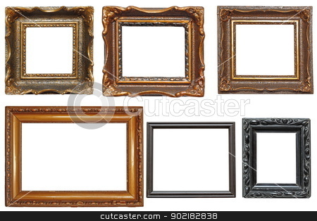 To use this stock image in your creative project, please select the size you need over to the right and click the "Add to Cart" button.
Your downloaded image will come with the Cutcaster watermark removed so don’t worry about the watermark you see on this page. collection of very old painting frames stock photo, collection of beautiful old wooden frames for paintings isolated on white background by coroiu octavian