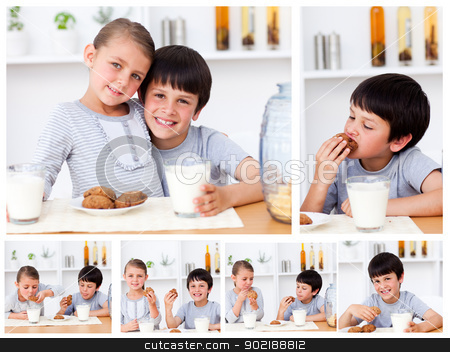 To use this stock image in your creative project, please select the size you need over to the right and click the "Add to Cart" button.
Your downloaded image will come with the Cutcaster watermark removed so don’t worry about the watermark you see on this page. Collage of kids having a snack stock photo, Collage of kids having a snack by Wavebreak Media