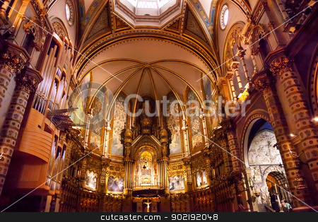 To use this stock image in your creative project, please select the size you need over to the right and click the "Add to Cart" button.
Your downloaded image will come with the Cutcaster watermark removed so don’t worry about the watermark you see on this page. Inside Basilica Monestir Monastery of Montserrat Catalonia stock photo, Basilica Inside Monestir Monastery of Montserrat, Barcelona, Catalonia, Spain. Founded in the 9th Century, destroyed in 1811 when French invaded Spain. Rebuilt in 1844 and now a Benedictine Monastery. Placa de Santa Maria by William Perry