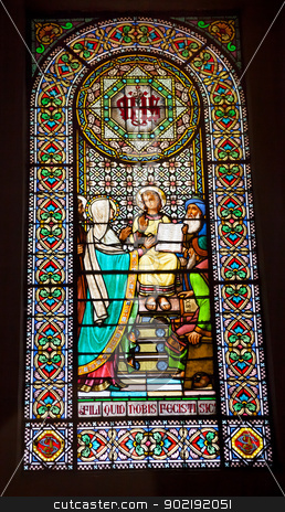To use this stock image in your creative project, please select the size you need over to the right and click the "Add to Cart" button.
Your downloaded image will come with the Cutcaster watermark removed so don’t worry about the watermark you see on this page. Stained Glass Window Young Jesus Mary Temple Montserrat stock photo, Stained Glass Window Young Jesus Teaching Temple Mary Basilica Inside Monestir Monastery of Montserrat, Barcelona, Catalonia, Spain. Founded in the 9th Century, destroyed in 1811 when French invaded Spain. Rebuilt in 1844 and now a Benedictine Monastery. Placa de Santa Maria by William Perry