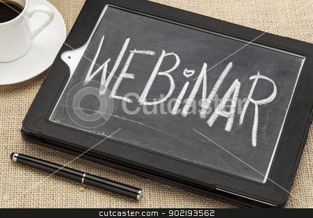 To use this stock image in your creative project, please select the size you need over to the right and click the "Add to Cart" button.
Your downloaded image will come with the Cutcaster watermark removed so don’t worry about the watermark you see on this page. webinar word on digital tablet stock photo, webinar word - white chalk handwriting on old slate blackboard on a screen of a digital tablet computer with a coffee cup and stylus pen by Marek Uliasz