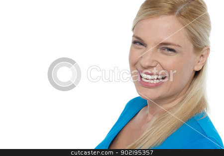 To use this stock image in your creative project, please select the size you need over to the right and click the "Add to Cart" button.
Your downloaded image will come with the Cutcaster watermark removed so don’t worry about the watermark you see on this page. Grin of a gorgeous young laughing woman stock photo, Grin of a gorgeous young laughing woman isolated on white background. by Ishay Botbol