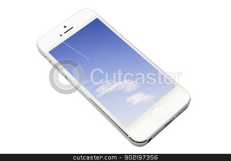 To use this stock image in your creative project, please select the size you need over to the right and click the "Add to Cart" button.
Your downloaded image will come with the Cutcaster watermark removed so don’t worry about the watermark you see on this page. iPhone5 stock photo, iphone 5 isolated on white background by Sasas Design