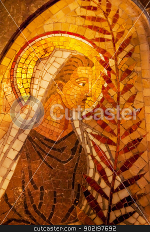 To use this stock image in your creative project, please select the size you need over to the right and click the "Add to Cart" button.
Your downloaded image will come with the Cutcaster watermark removed so don’t worry about the watermark you see on this page. Angel Palm Frond Mosaic Inside Basilica Monestir Monastery of Mo stock photo, Angel Palm Frond Mosaic Basilica Inside Monestir Monastery of Montserrat, Barcelona, Catolonia, Spain. Founded in the 9th Century, destroyed in 1811 when French invaded Spain. Rebuilt in 1844 and now a Benedictine Monastery. Placa de Santa Maria by William Perry