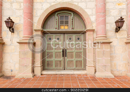 To use this stock image in your creative project, please select the size you need over to the right and click the "Add to Cart" button.
Your downloaded image will come with the Cutcaster watermark removed so don’t worry about the watermark you see on this page. Cloudy stormy day at Santa Barbara Mission stock photo, Mission Santa Barbara in California exterior on stormy day with details of main entrance doors by Steven Heap