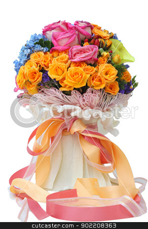To use this stock image in your creative project, please select the size you need over to the right and click the "Add to Cart" button.
Your downloaded image will come with the Cutcaster watermark removed so don’t worry about the watermark you see on this page. flowers bouquet stock photo, closeup of isolated beautiful and colorful flower bouquet by Vichaya Kiatying-Angsulee