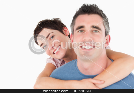 To use this stock image in your creative project, please select the size you need over to the right and click the "Add to Cart" button.
Your downloaded image will come with the Cutcaster watermark removed so don’t worry about the watermark you see on this page. Woman embracing her husband stock photo, Woman embracing her husband against a white background by Wavebreak Media
