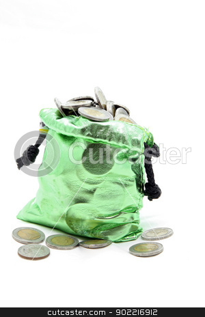 To use this stock image in your creative project, please select the size you need over to the right and click the "Add to Cart" button.
Your downloaded image will come with the Cutcaster watermark removed so don’t worry about the watermark you see on this page. green money bag coins stock photo, full coins spilling out from green money bag or purse isolated on white by Vichaya Kiatying-Angsulee