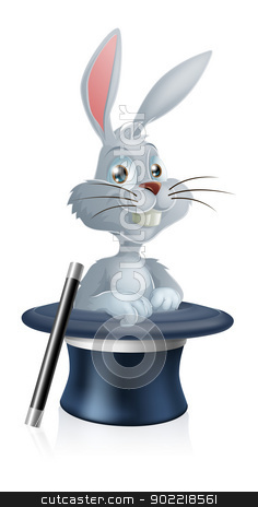 To use this stock image in your creative project, please select the size you need over to the right and click the "Add to Cart" button.
Your downloaded image will come with the Cutcaster watermark removed so don’t worry about the watermark you see on this page. White rabbit and magic hat stock vector clipart, An illustration of a cute cartoon white rabbit character coming out of a magic hat with wand by Christos Georghiou