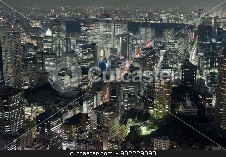 To use this stock image in your creative project, please select the size you need over to the right and click the "Add to Cart" button.
Your downloaded image will come with the Cutcaster watermark removed so don’t worry about the watermark you see on this page. View of Tokyo buildings at night stock photo, Aerial view of downtown Tokyo buildings and streets at night with illuminated lights by Stephen Gibson