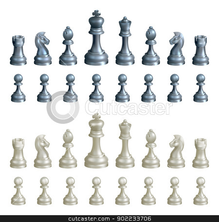 To use this stock image in your creative project, please select the size you need over to the right and click the "Add to Cart" button.
Your downloaded image will come with the Cutcaster watermark removed so don’t worry about the watermark you see on this page. Chess pieces set stock vector clipart, An illustration of a complete set of chess pieces in black and white by Christos Georghiou