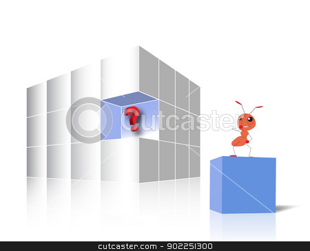 To use this stock image in your creative project, please select the size you need over to the right and click the "Add to Cart" button.
Your downloaded image will come with the Cutcaster watermark removed so don’t worry about the watermark you see on this page. Missing Piece With Ant stock vector clipart, A glossy white cube made of 3d boxes - one blue piece is aside and on it there is a confused ant by ANTONIOS KARVELAS