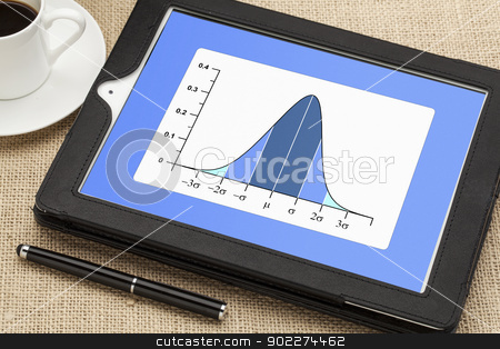 To use this stock image in your creative project, please select the size you need over to the right and click the "Add to Cart" button.
Your downloaded image will come with the Cutcaster watermark removed so don’t worry about the watermark you see on this page. Gaussian (bell) graph stock photo, Gaussian, bell or normal distribution curve on digital tablet computer together with a cup of coffee and stylus pen by Marek Uliasz